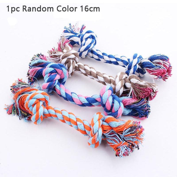 1pc Pet Dog Toy Rope Double Knot Cotton Braided Dog Rope Toy Puppy