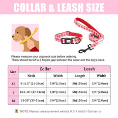 Print Nylon Dog Collar and Leash Set Adjustable Puppy Collars