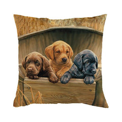 Retro Style Cute Dog Printed Sofa Throw Pillow