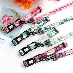 Print Nylon Dog Collar and Leash Set Adjustable Puppy Collars