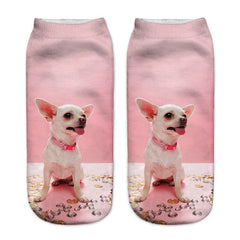 1Pair 3D Pug dog Printed Women Socks  Multiple Color Cotton