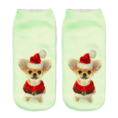 1Pair 3D Pug dog Printed Women Socks  Multiple Color Cotton