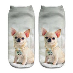 1Pair 3D Pug dog Printed Women Socks  Multiple Color Cotton