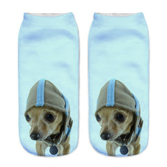 1Pair 3D Pug dog Printed Women Socks  Multiple Color Cotton