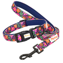 Print Nylon Dog Collar and Leash Set Adjustable Puppy Collars