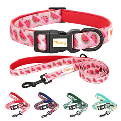 Print Nylon Dog Collar and Leash Set Adjustable Puppy Collars