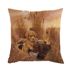 Retro Style Cute Dog Printed Sofa Throw Pillow