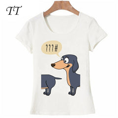 Novelty Dachshunds Dog Look Back T-Shirt Summer Fashion